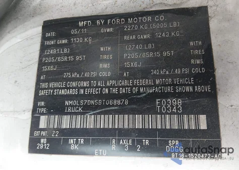 2011 Ford Transit Connect Xlt from USA, damaged, VIN NM0LS7DN5BT068878